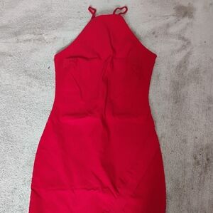 Elegant Red Halter Dress